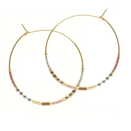 Japanese Seed Bead Hoops- multiple colorways: Champagne