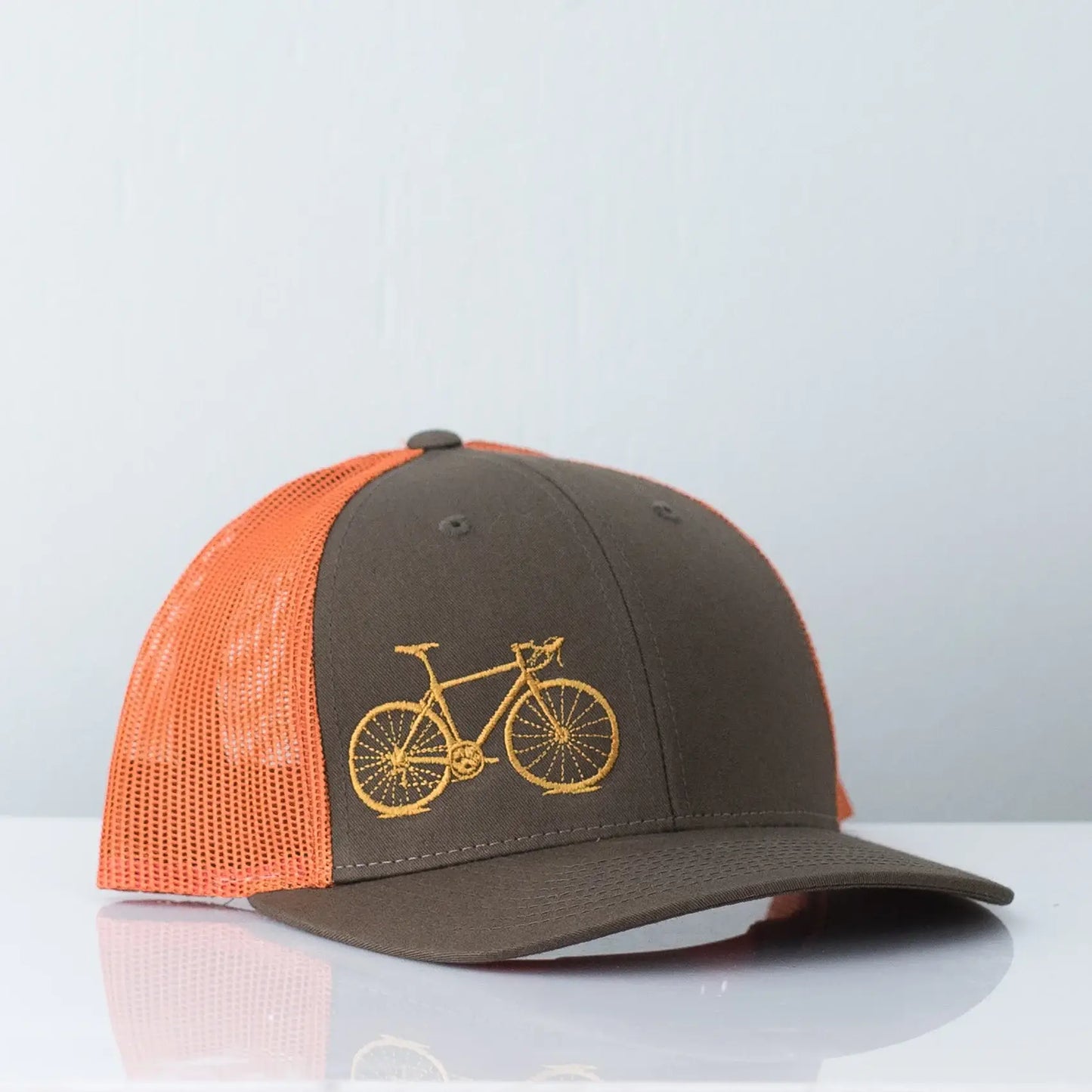 Name Drop Bicycle Trucker Cap, Road Bike: Light Gray 1812 / Black and Gray Mesh