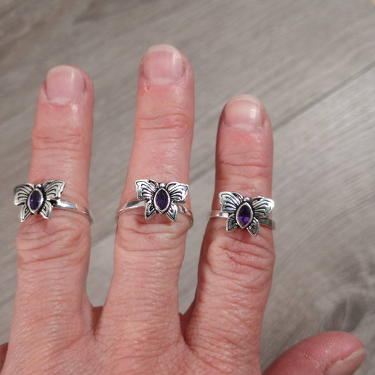 Gemstone Sterling Silver Ring Butterfly