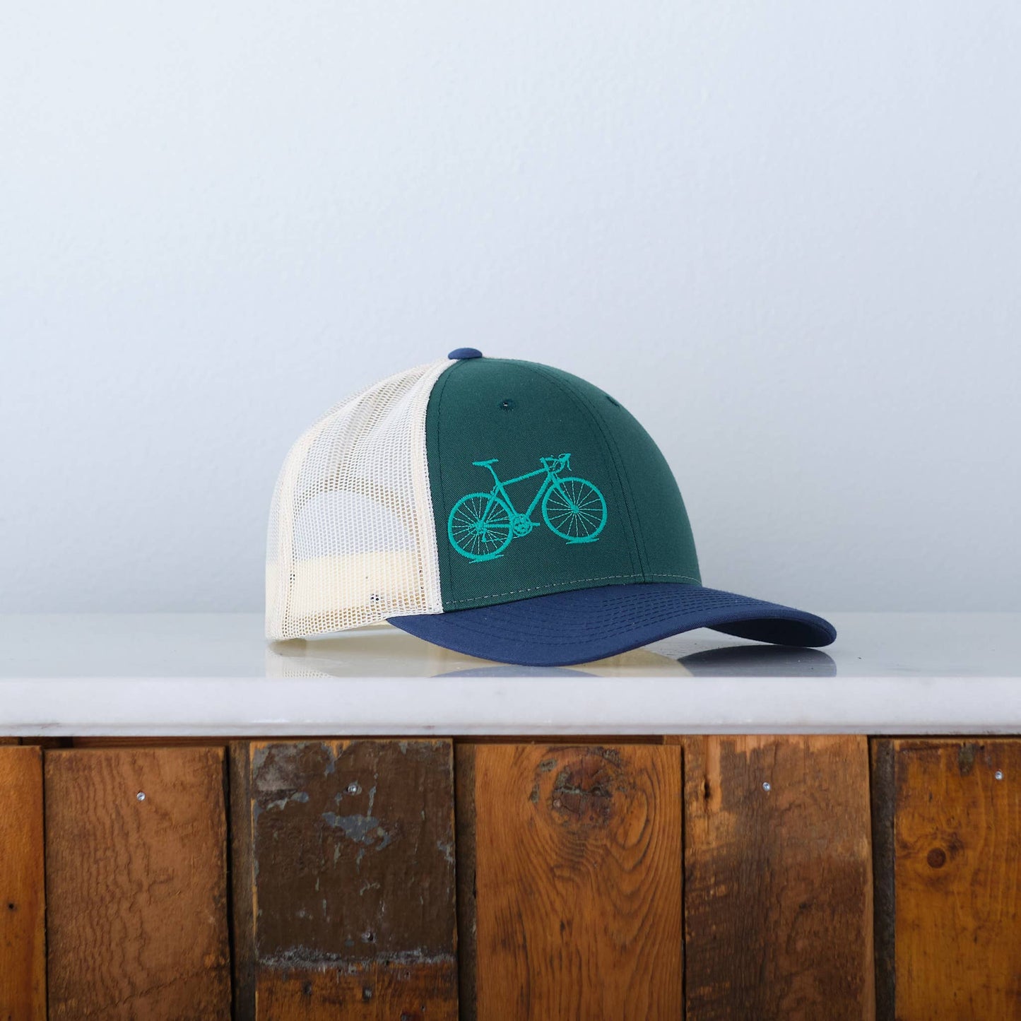 Road Bike Low Profile Trucker Cap, Chill Tri-Color