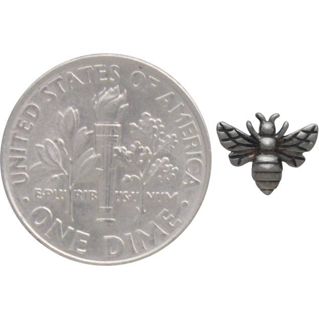 Silver, Bronze or Gold Plate Tiny Bee Post Earrings 6x8mm: Recycled Sterling Silver