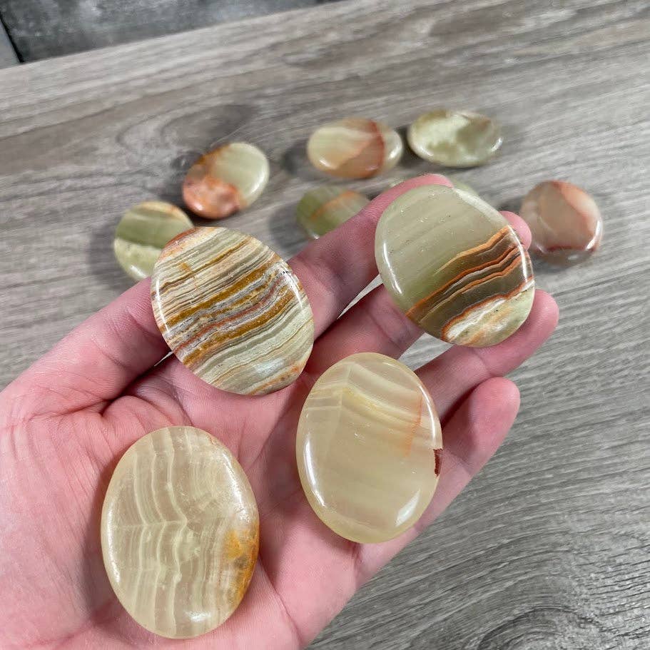 Gemstone Palm Stones 45mm – Bulk Crystal Supplies: Assorted (may be man made dyed or treated)