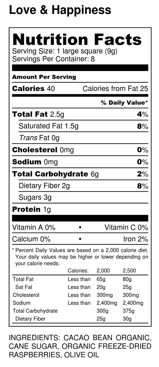 Love & Happiness: raspberry & orange 60% dark chocolate
