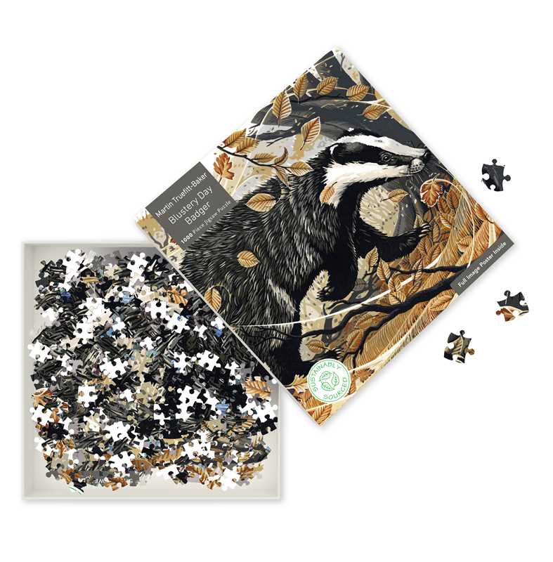 Jigsaw Puzzle Martin Truefitt-Baker: Blustery Day Badger by: Jigsaw; 1 pages / English
