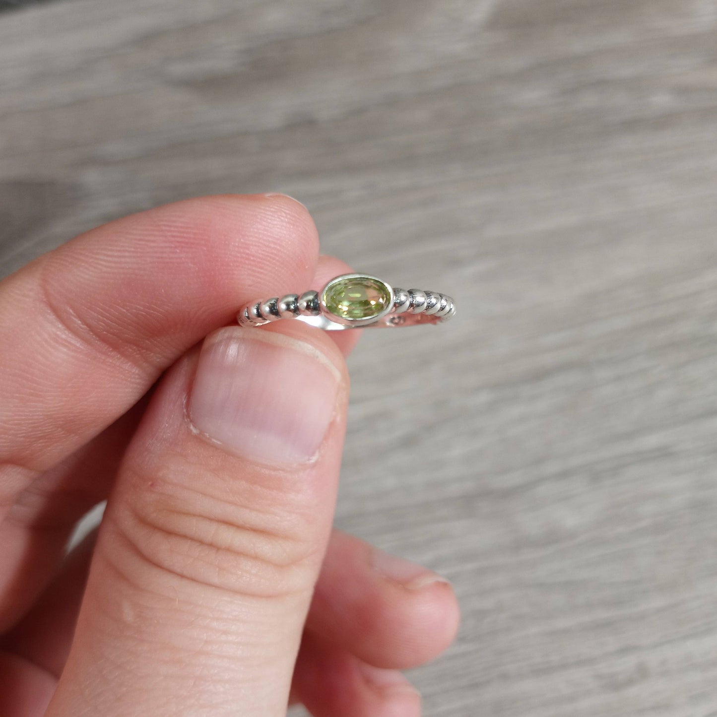 Gemstone Sterling Silver Ring Stacking Simple Oval: Smoky Quartz / Size 5