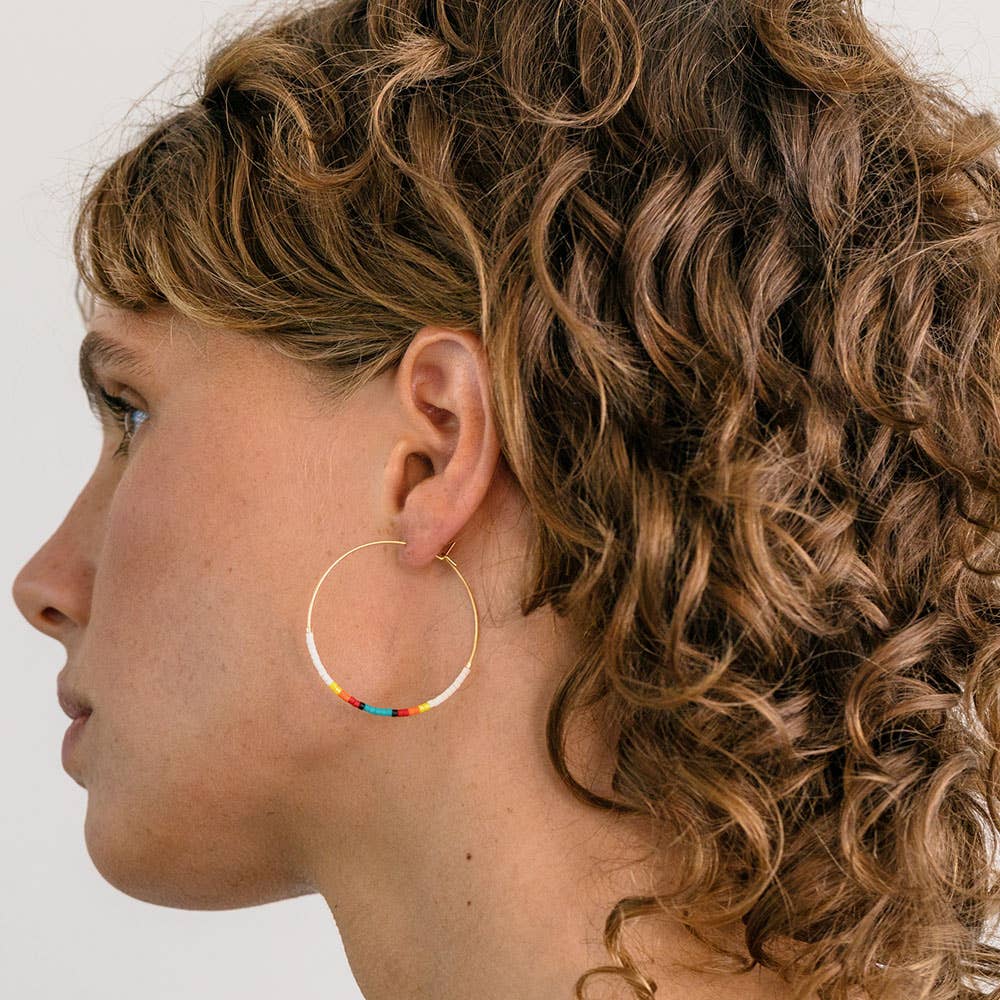 Japanese Seed Bead Hoops- multiple colorways: Champagne
