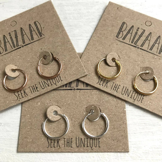 Tiny Hoop Earring: Gold plated
