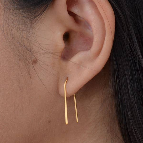 Sterling Silver or Gold Plate Arc Earrings 23x7mm: Sterling Silver