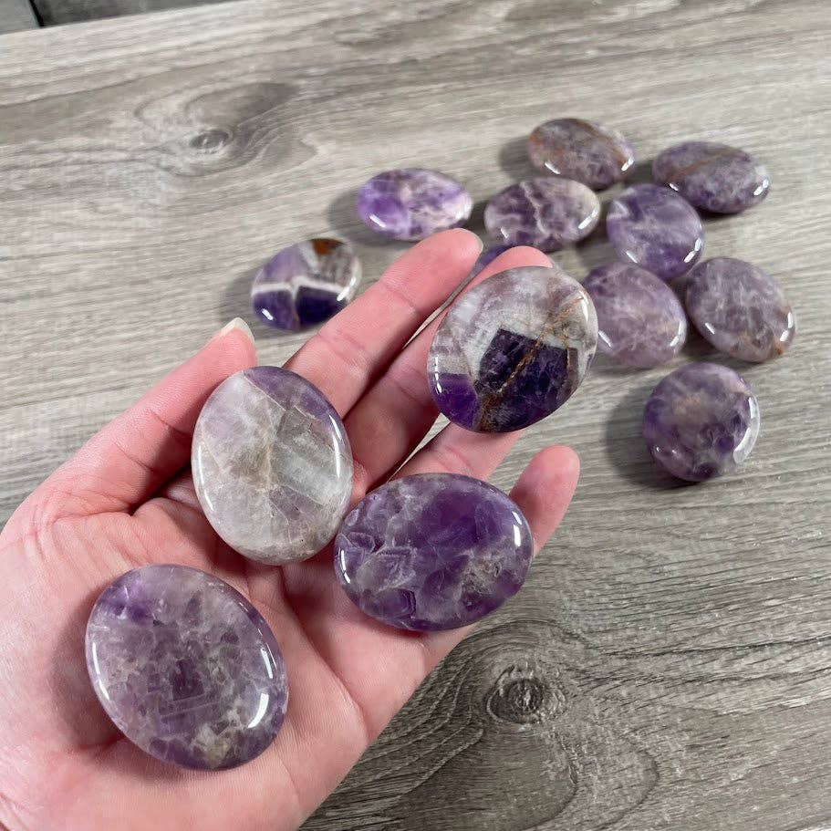 Gemstone Palm Stones 45mm – Bulk Crystal Supplies: Assorted (may be man made dyed or treated)