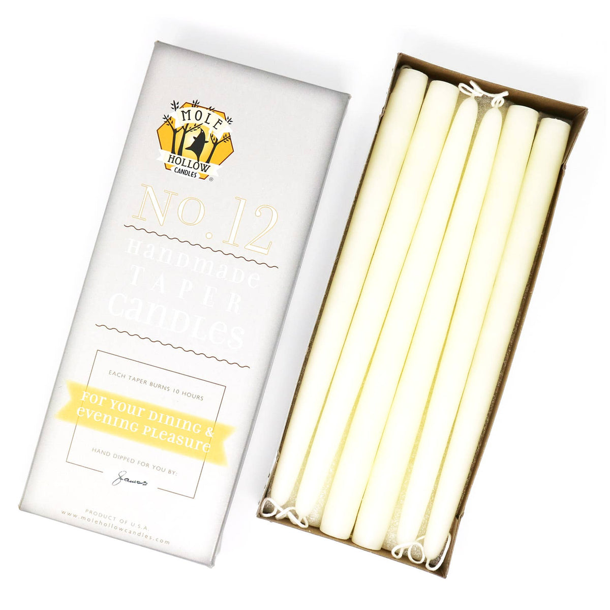 12" Hand Dipped Unscented Taper Candles - 39 Colors USA Made: Paprika