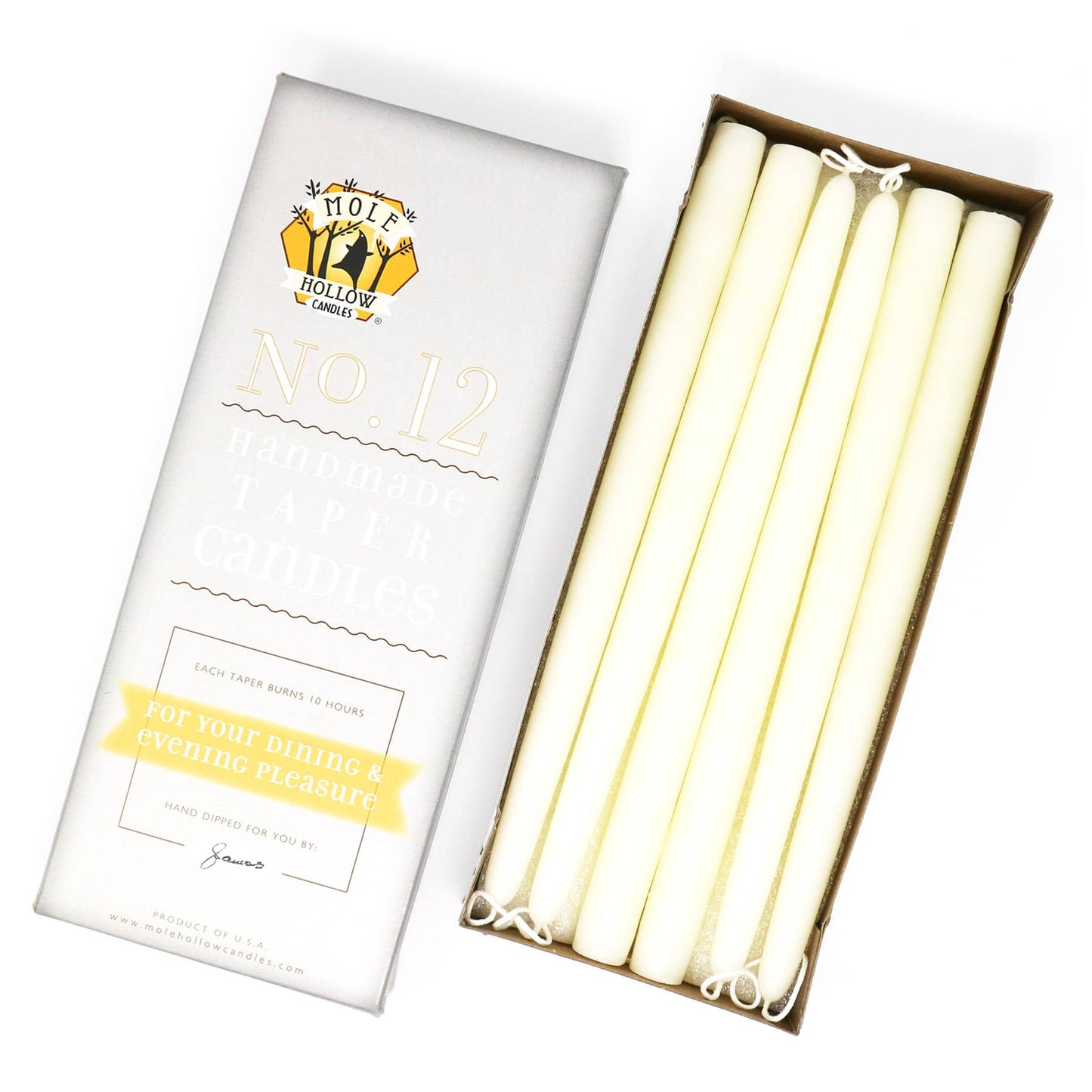 12" Hand Dipped Unscented Taper Candles - 39 Colors USA Made: Sweetheart Red