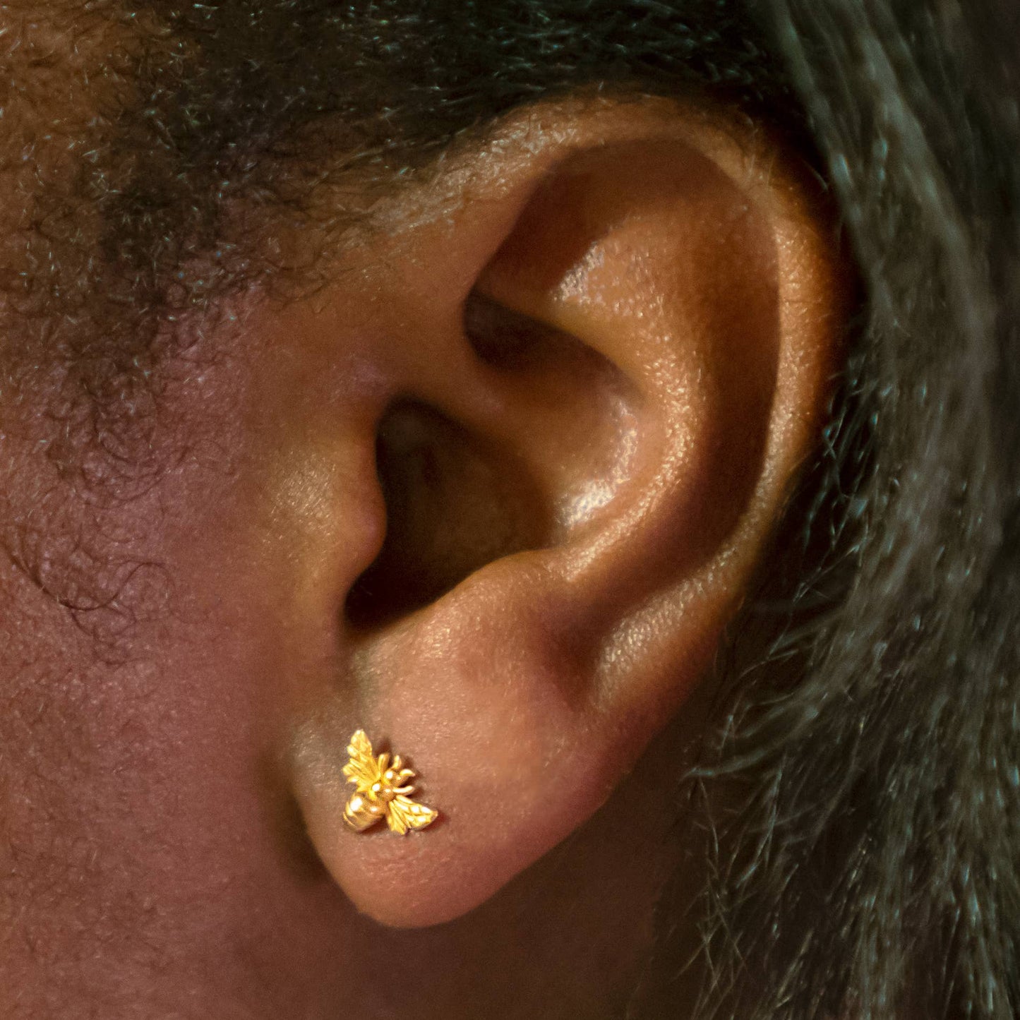 Bronze Tiny Bee Post Earrings 6x8mm: Bronze