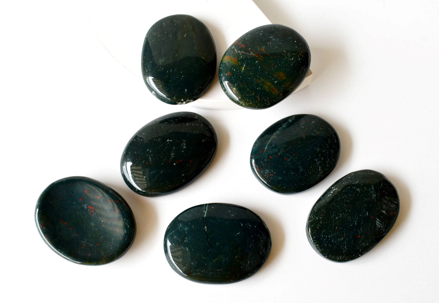 Palm Stones | Bloodstone | Thumb Crystal | Pocket Gemstone: Thumb Indent (Worry Stone)