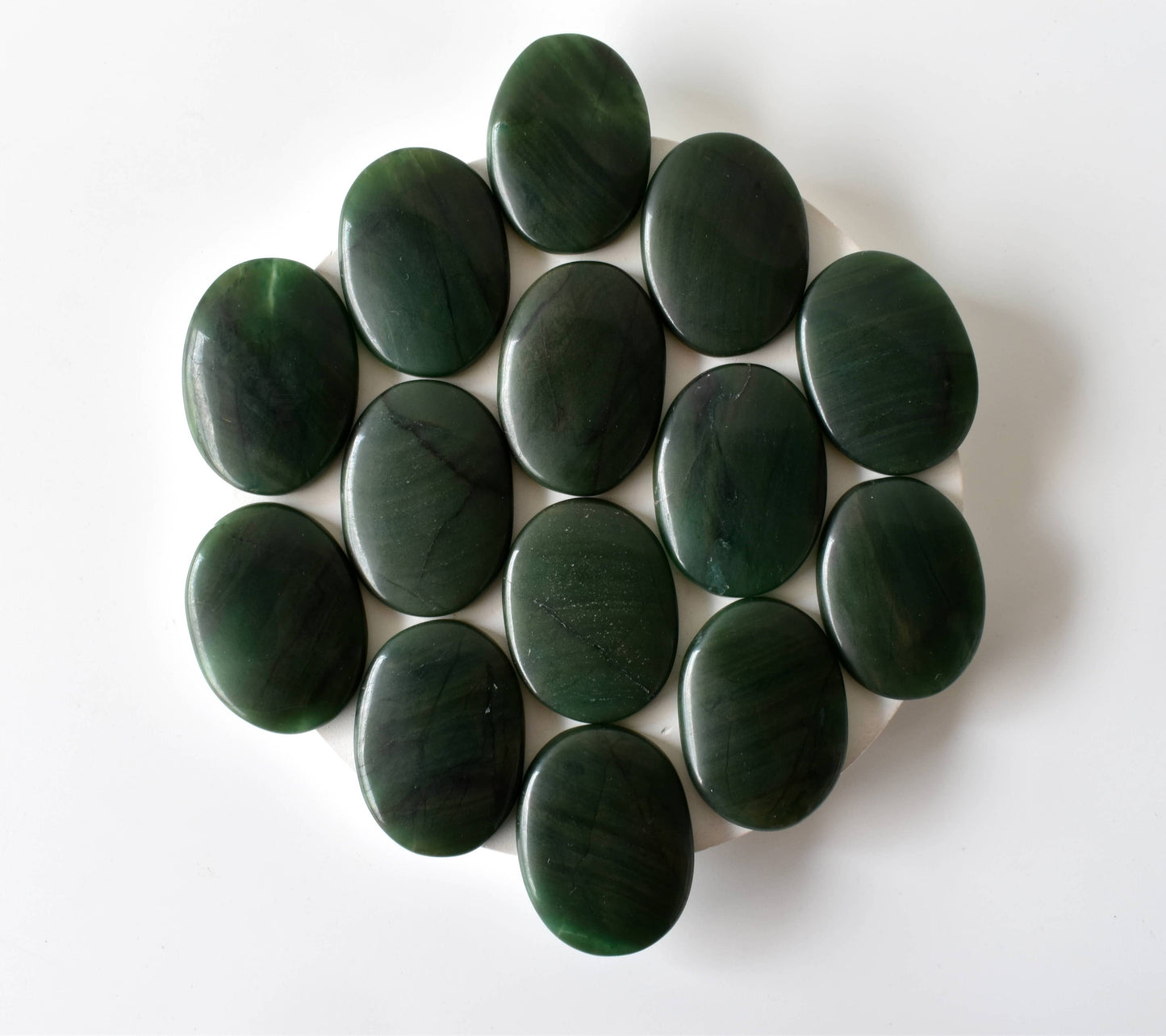 Palm Stone | Green Jade | Thumb Crystal | Pocket Gemstone: Thumb Indent (Worry Stone)
