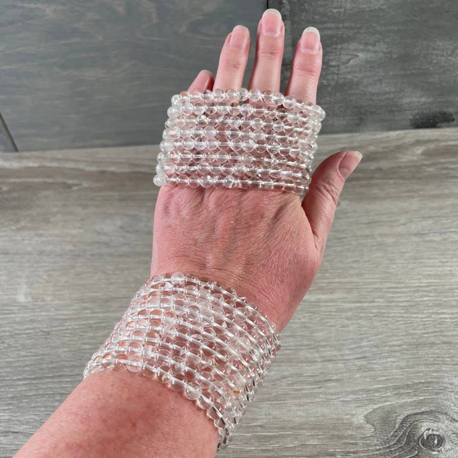 Gemstone Beaded Stretch Bracelets 6mm  : Black Moonstone