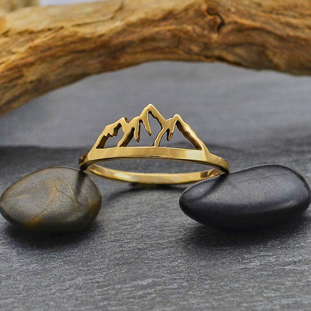 Sterling Silver or Bronze Openwork Mountain Ring: Bronze / 9