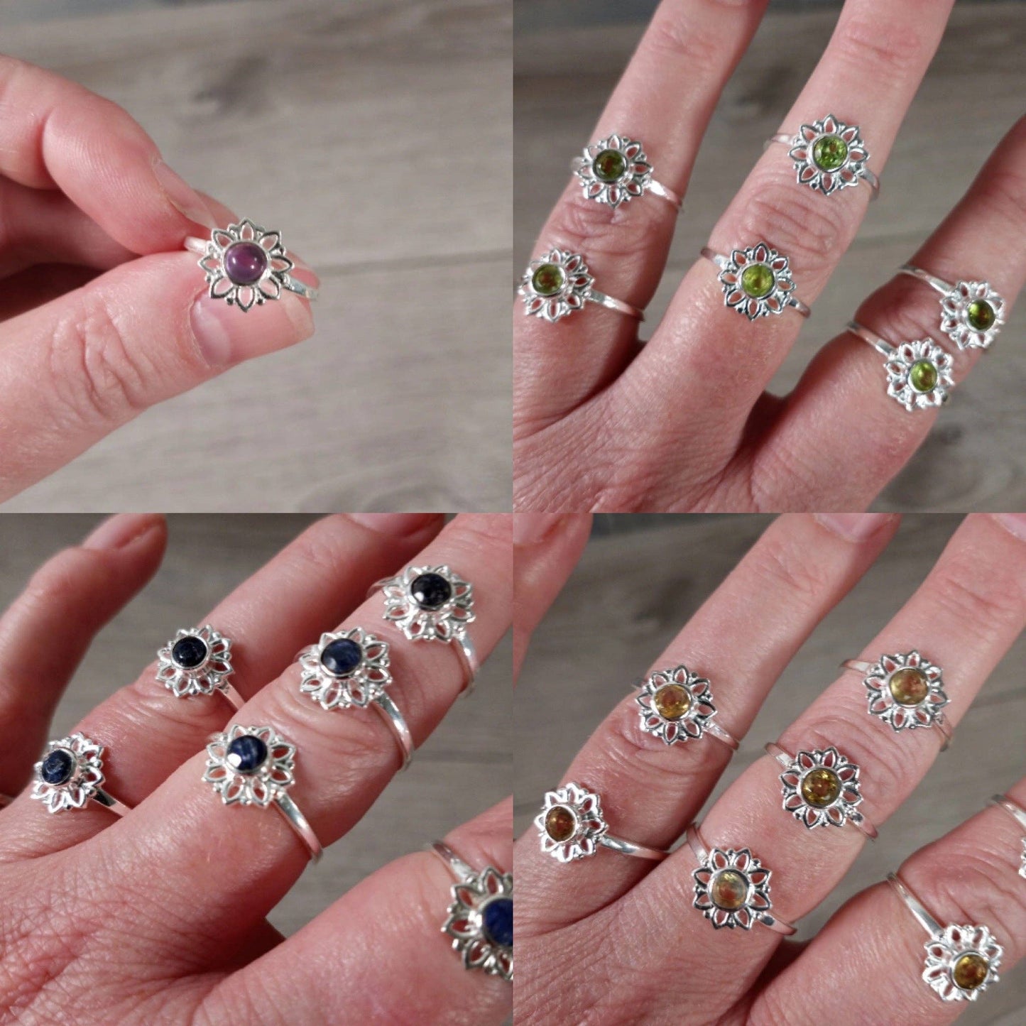 Gemstone Ring Sterling Silver 925 Daisy Flower: Citrine / 6.5