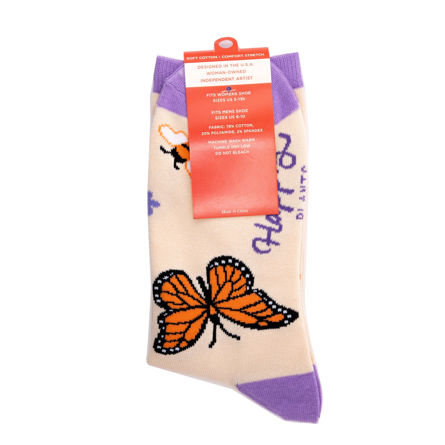 Monarch Butterfly & Honey Bees Socks - Cotton Blend