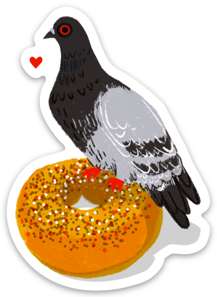 Bagel Bird Pigeon Love Sticker: Default Title