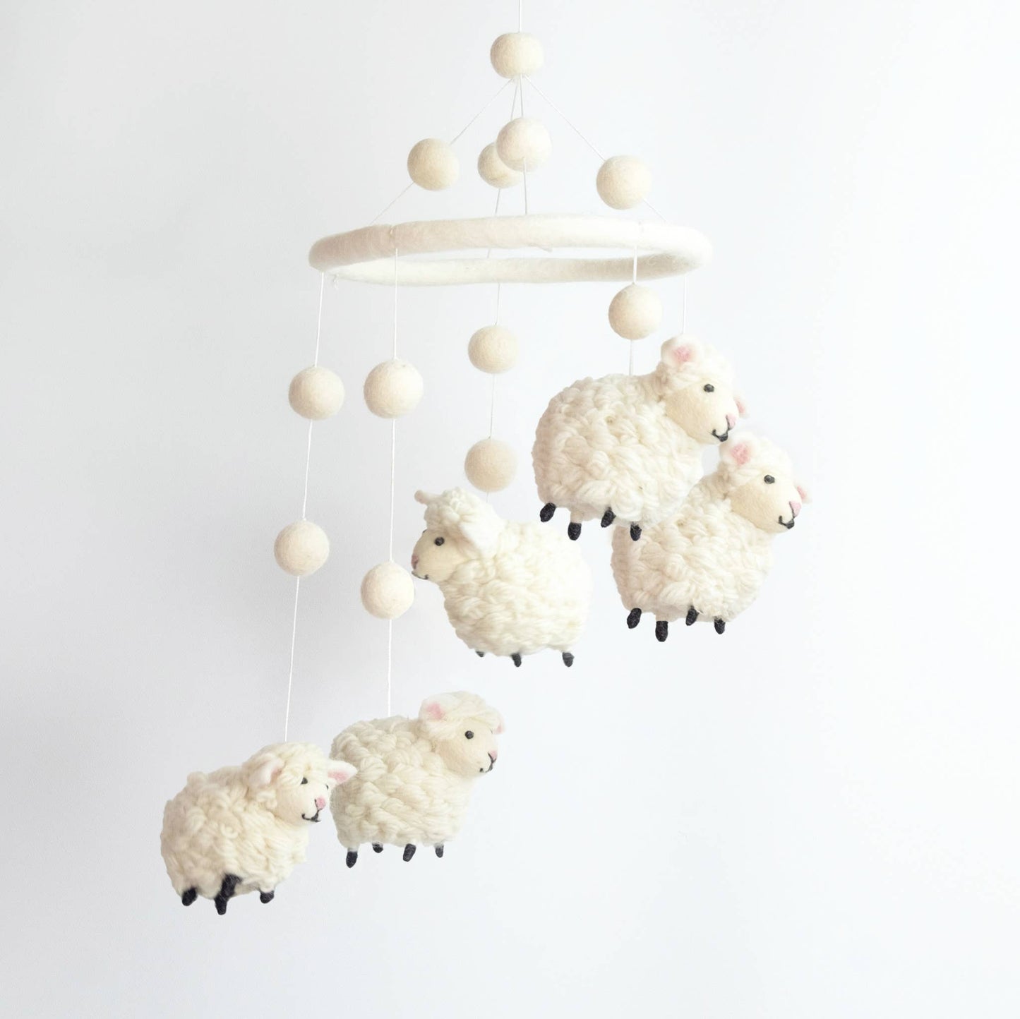 Baby Mobile - White Sheep - Nursery Decor