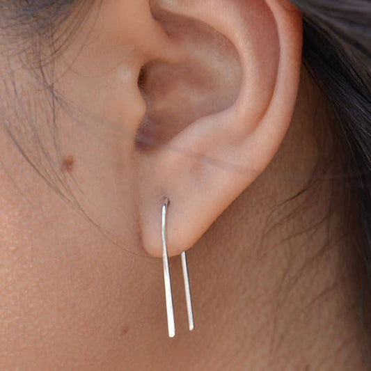 Sterling Silver or Gold Plate Arc Earrings 23x7mm: Sterling Silver