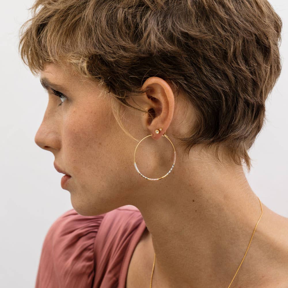 Japanese Seed Bead Hoops- multiple colorways: Champagne