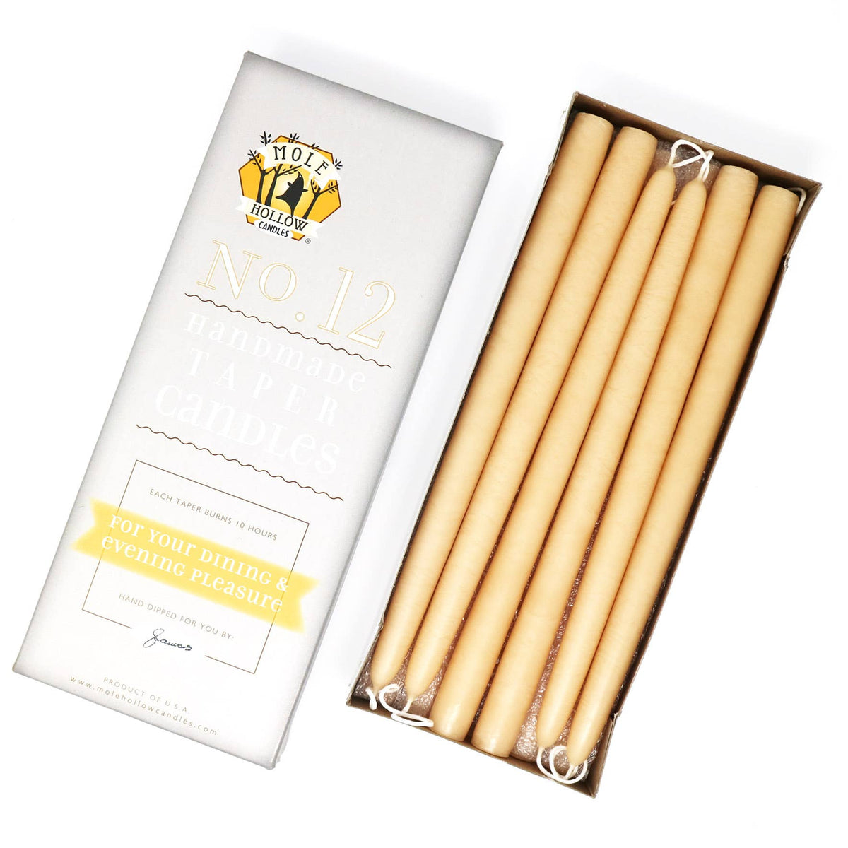 12" Hand Dipped Unscented Taper Candles - 39 Colors USA Made: Paprika