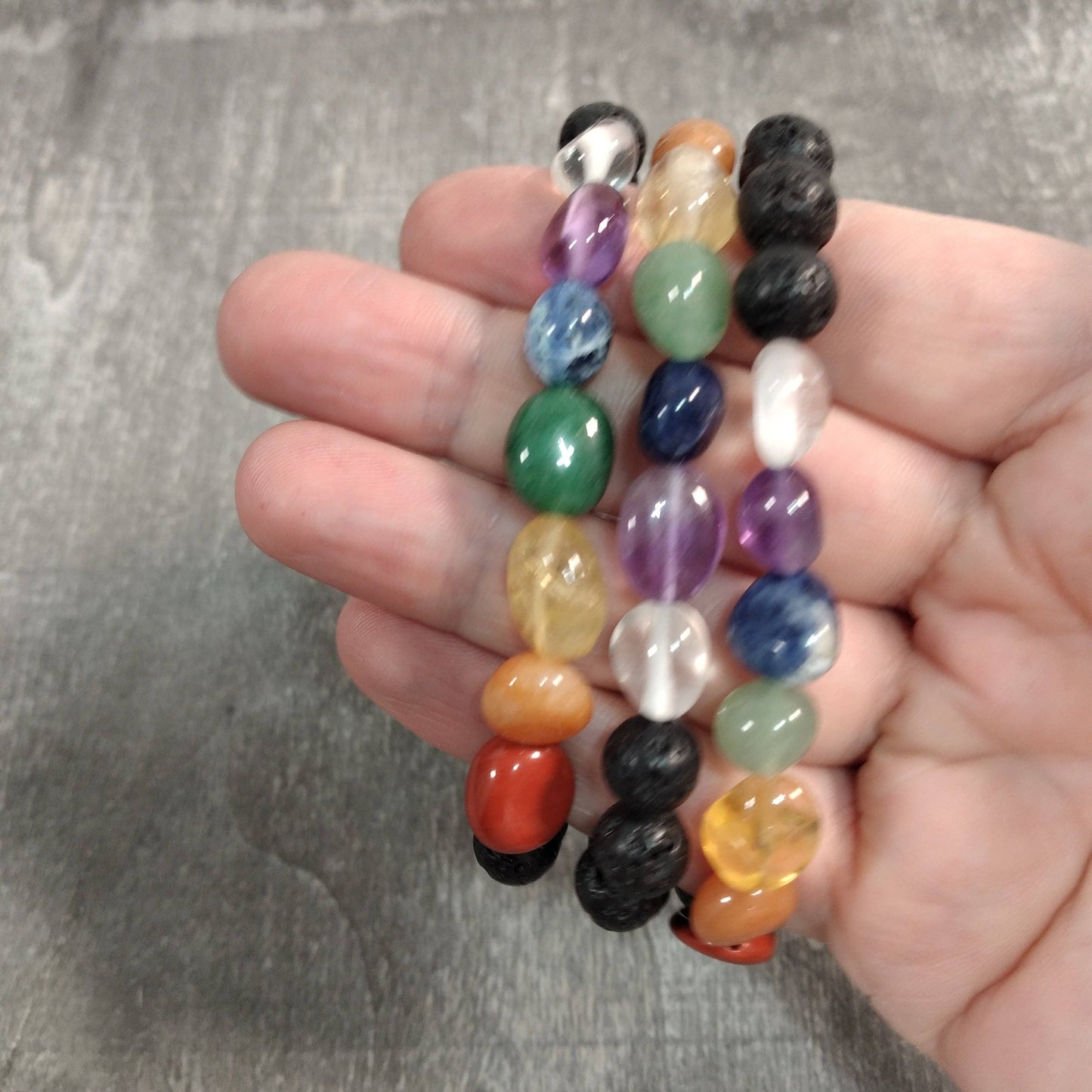 Gemstone Chakra Healing Bracelets 8mm - Wholesale: Lava Buddha