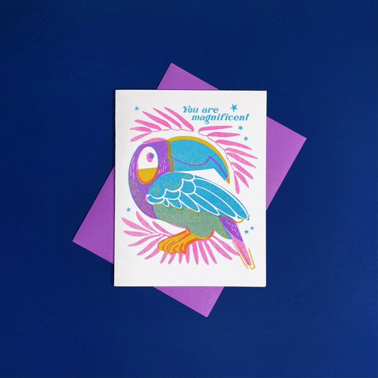 Magnificent Toucan - Birthday Risograph Greeting Card