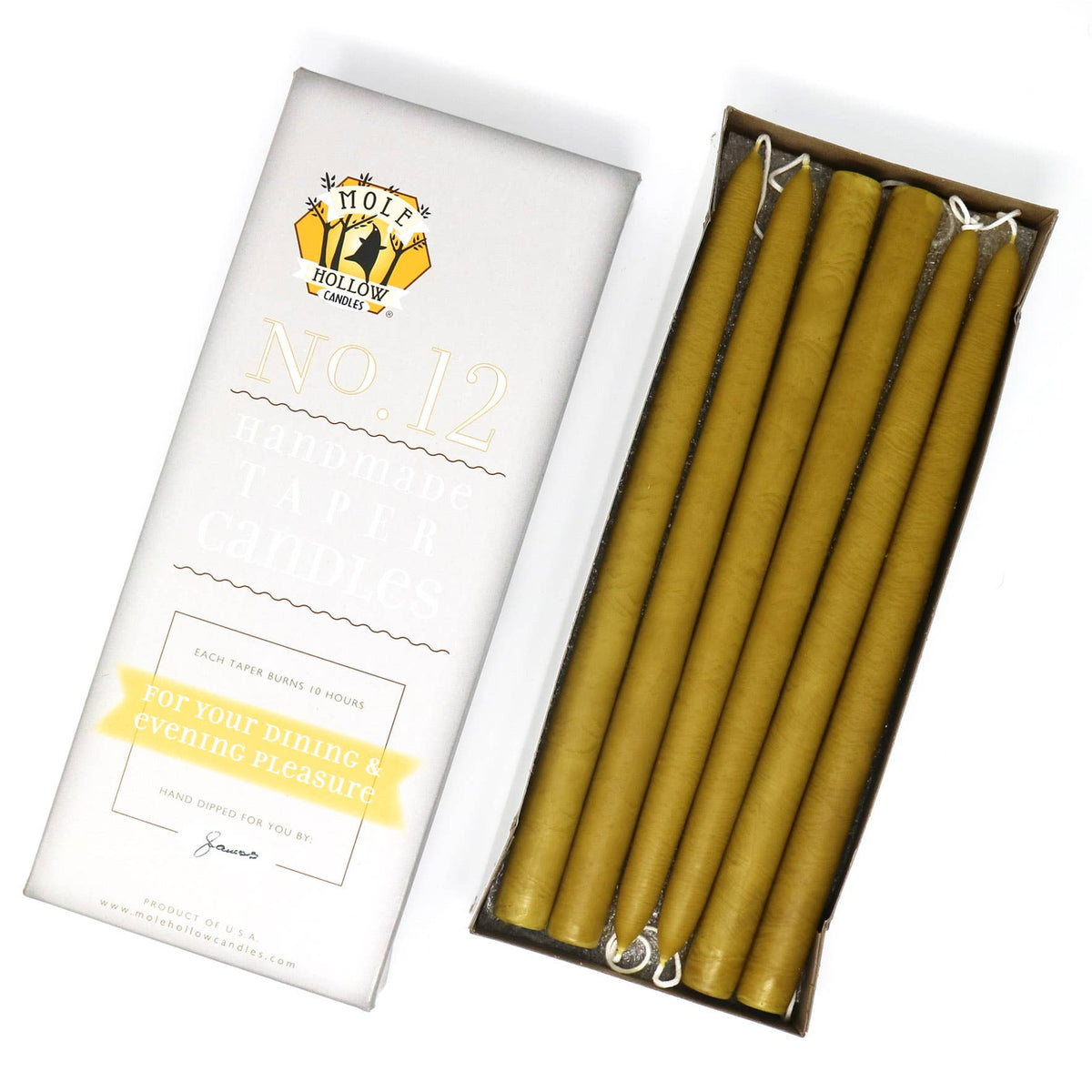 12" Hand Dipped Unscented Taper Candles - 39 Colors USA Made: Paprika