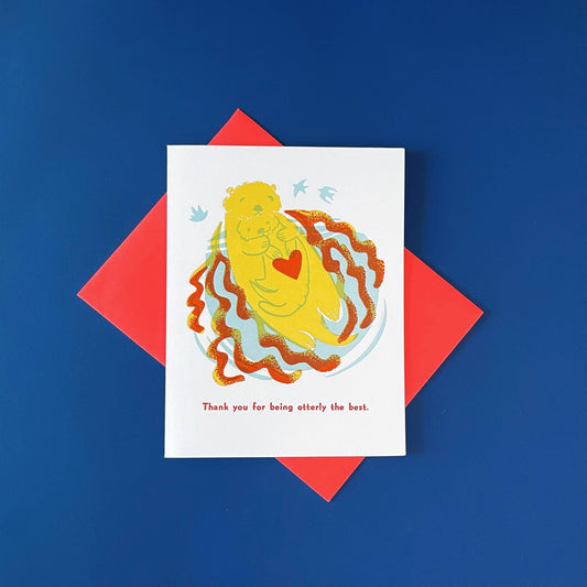 Otter-ly the Best Family - Love  Risograph Greeting Card