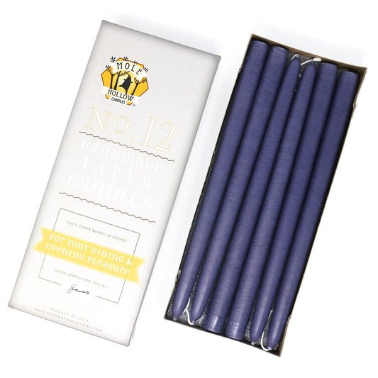 12" Hand Dipped Unscented Taper Candles - 39 Colors USA Made: Lavender