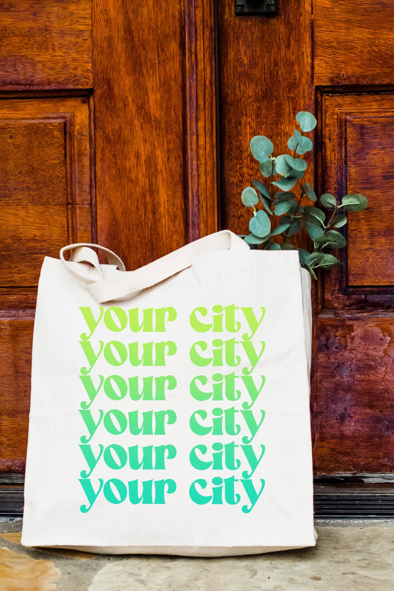 Your City - Colorful Tote Bags - Ombre, Customizable, Custom: Green/Teal Ombre