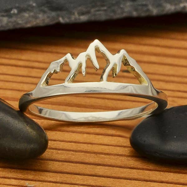 Sterling Silver or Bronze Openwork Mountain Ring: Bronze / 9