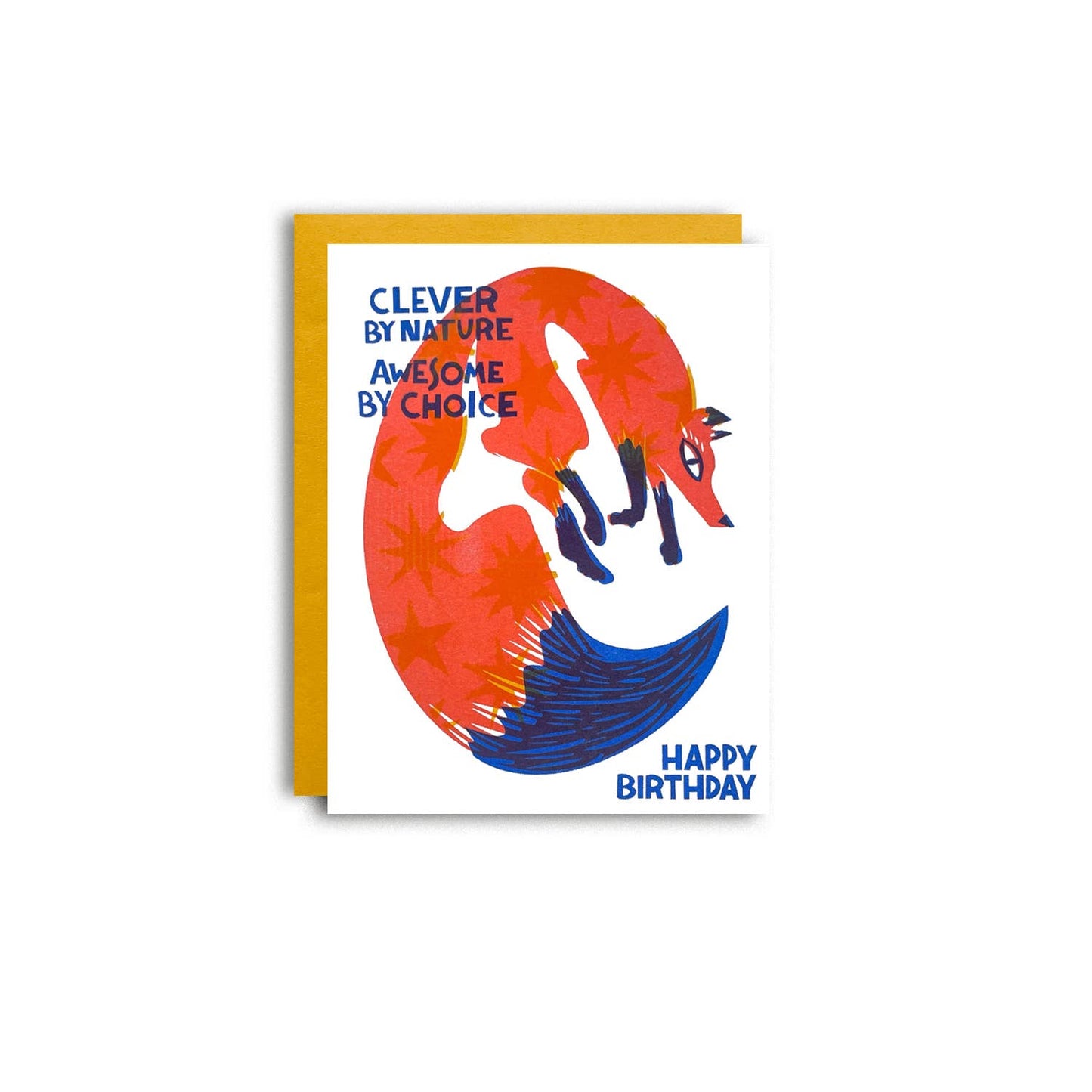 Clever Fox Risograph Birthday Card