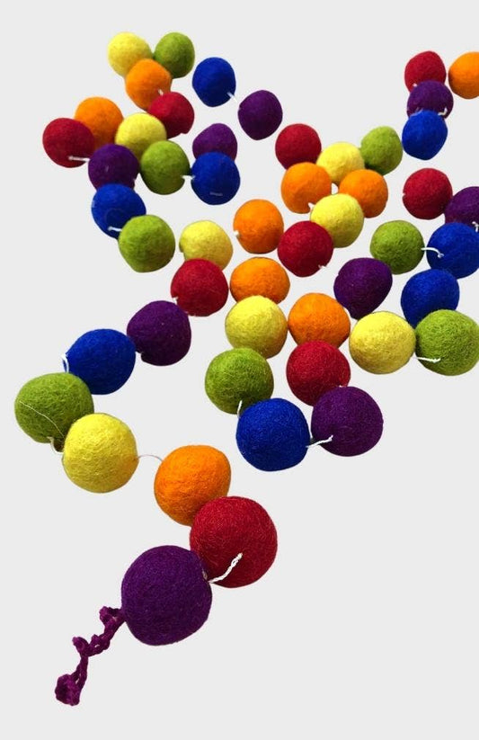 Hand-felted Decorative Ball Garlands: RainbowOrder
