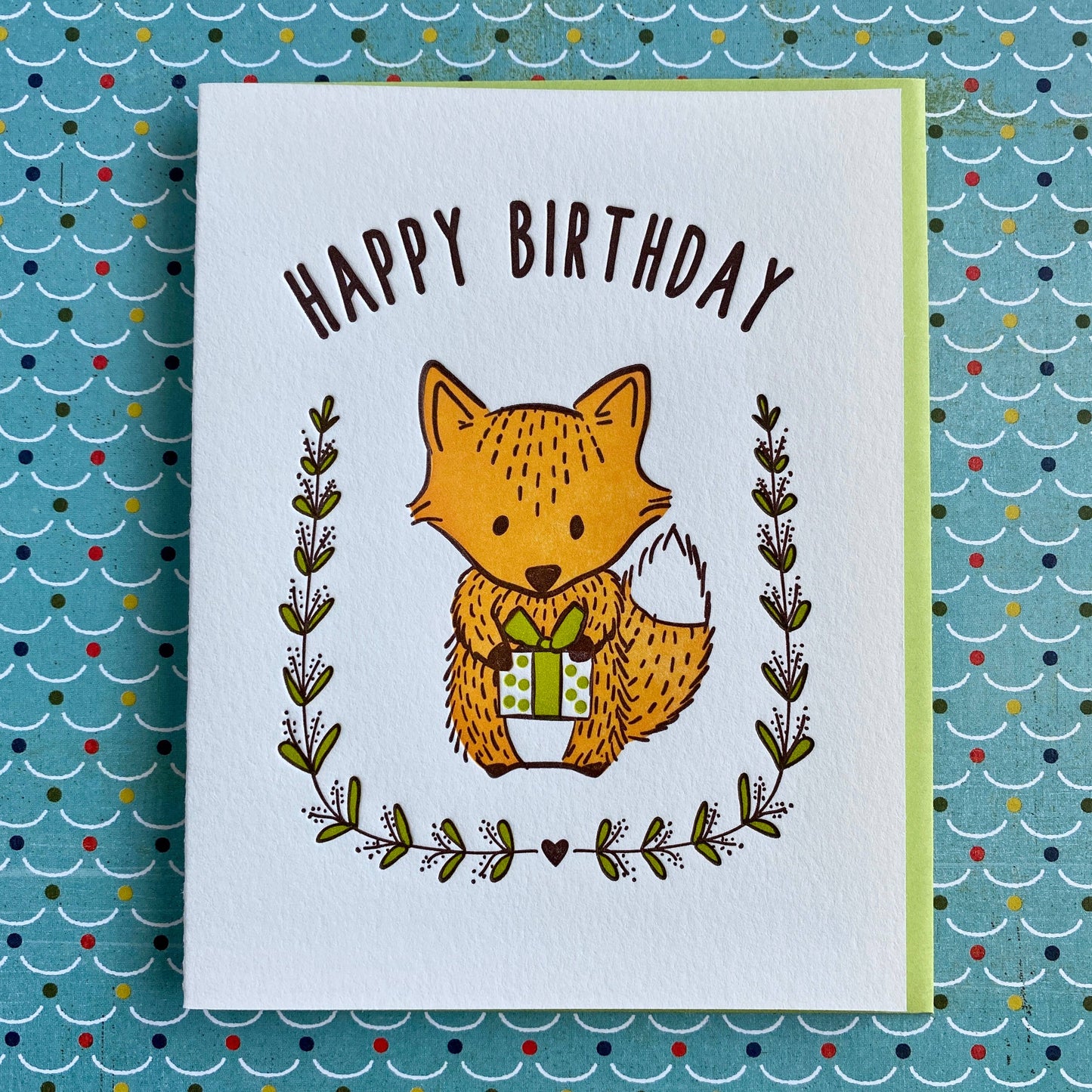 Happy Birthday Fox - letterpress card