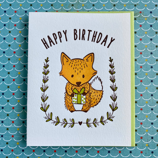 Happy Birthday Fox - letterpress card
