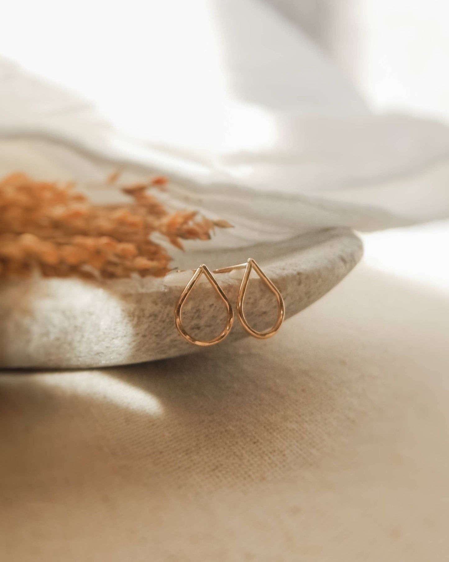 Hammered Teardrop Earrings | 14k Gold Fill & Sterling Silver: Gold