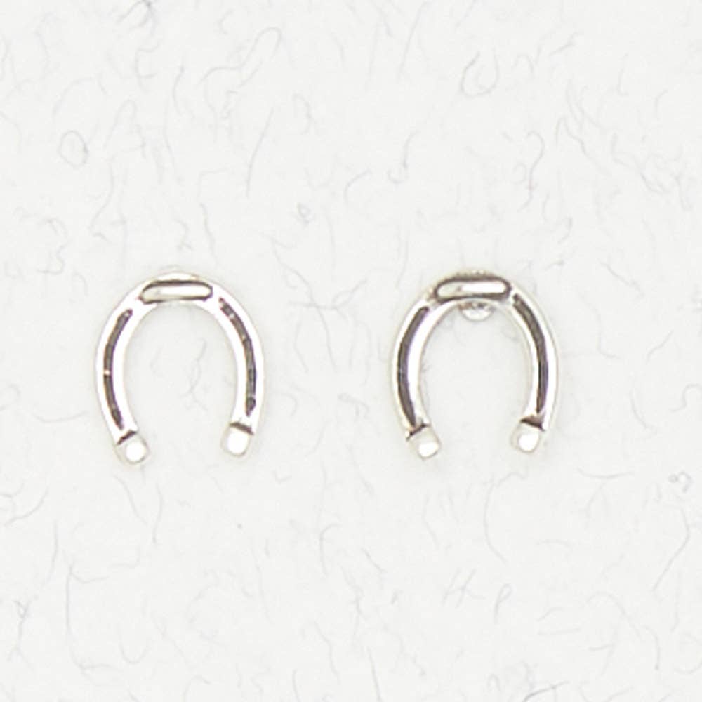 Sterling Silver Ear Studs - Horse Shoe - Minimalist Style: Sterling Silver