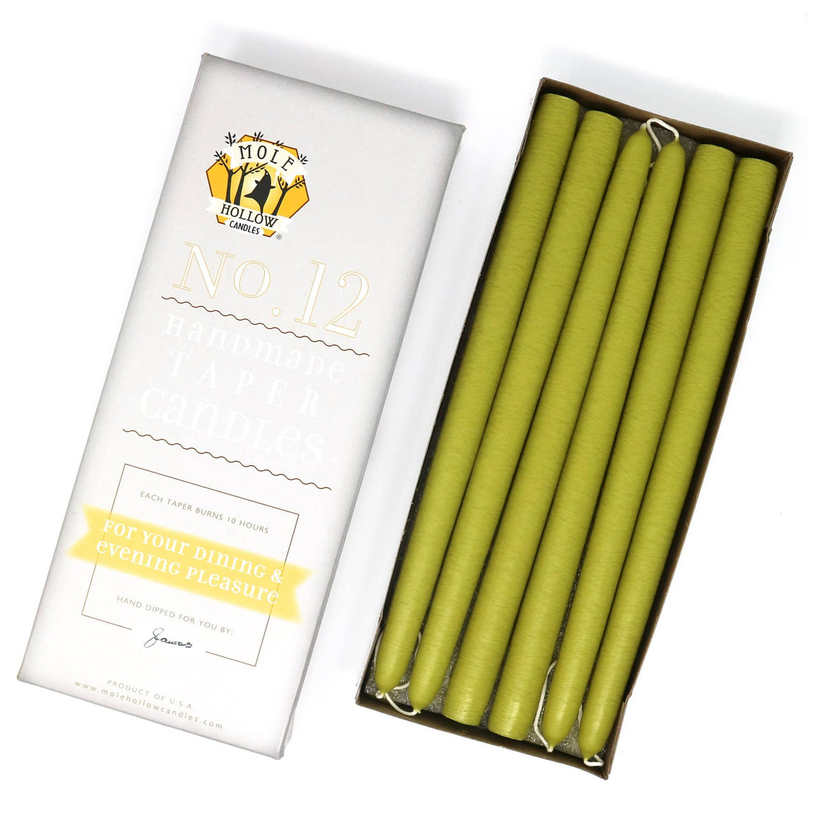 12" Hand Dipped Unscented Taper Candles - 39 Colors USA Made: Paprika
