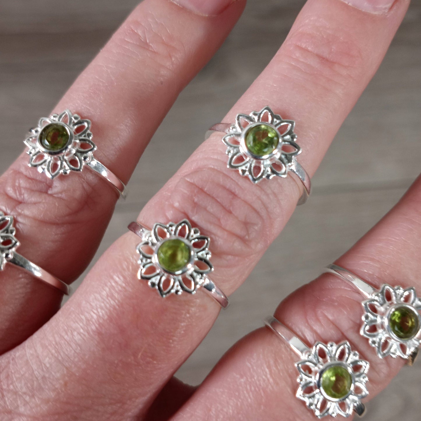 Gemstone Ring Sterling Silver 925 Daisy Flower: Citrine / 6.5