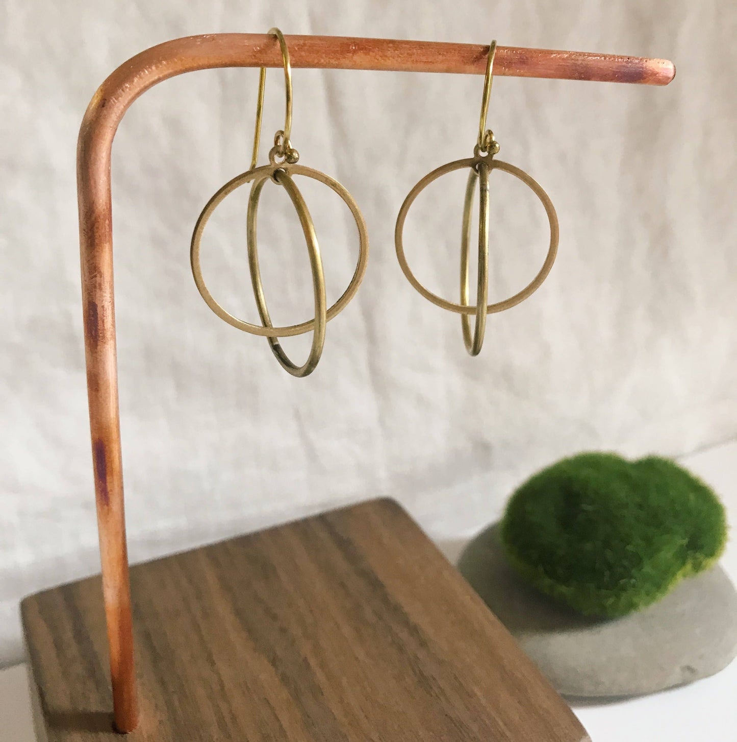 Short kinetic hoop within hoops drop earrings