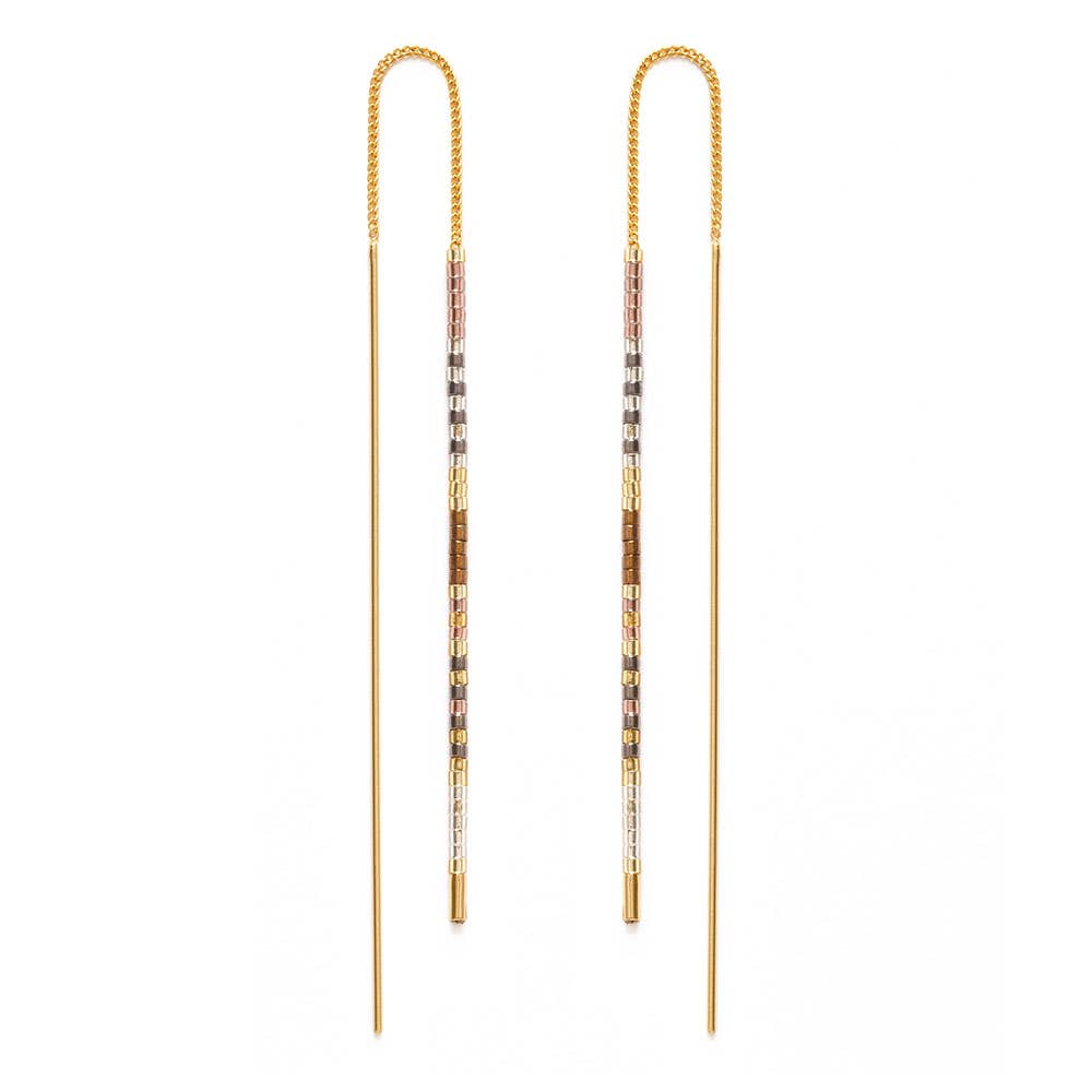 Miyuki Seed Bead Threader Earrings: Seashore