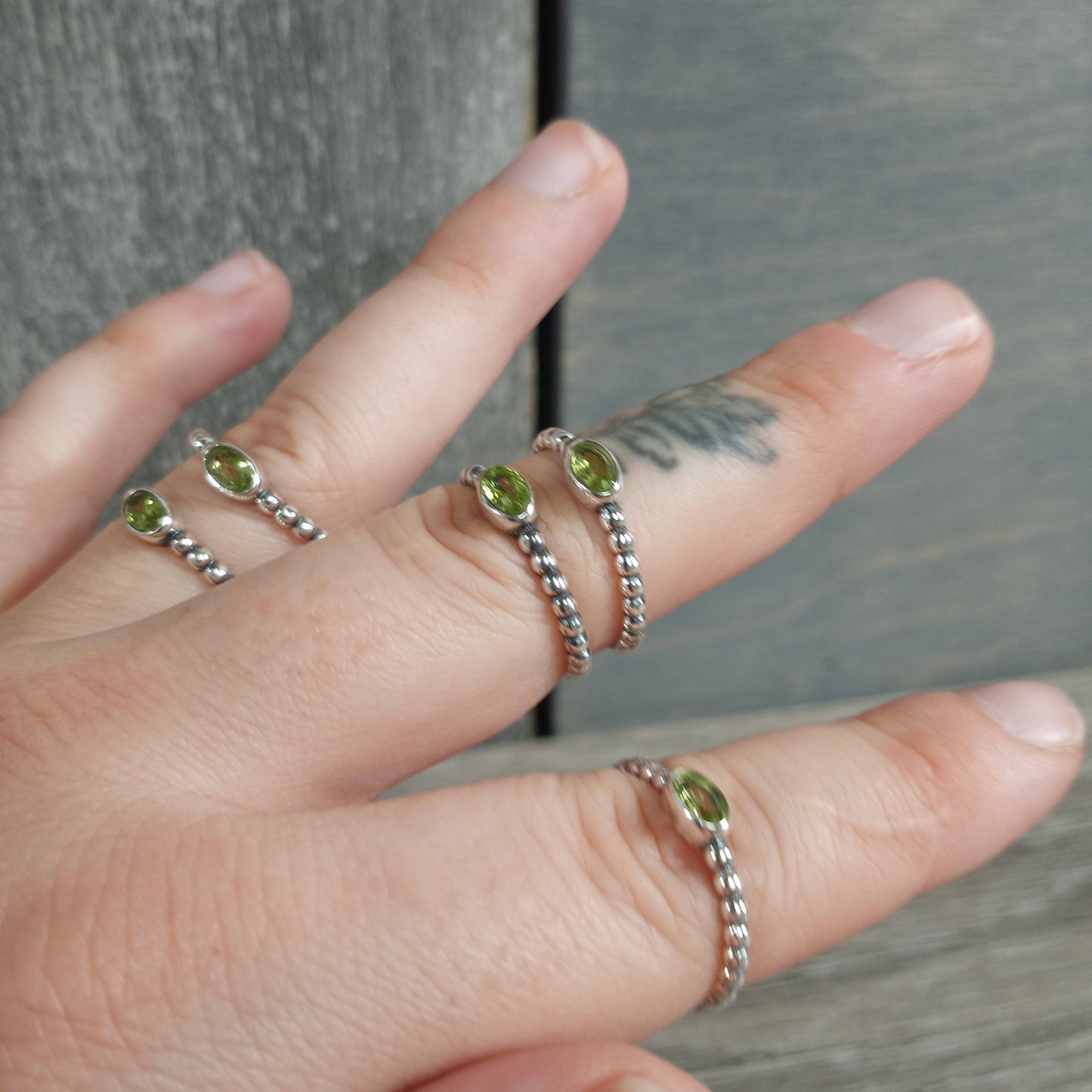Gemstone Sterling Silver Ring Stacking Simple Oval: Smoky Quartz / Size 5