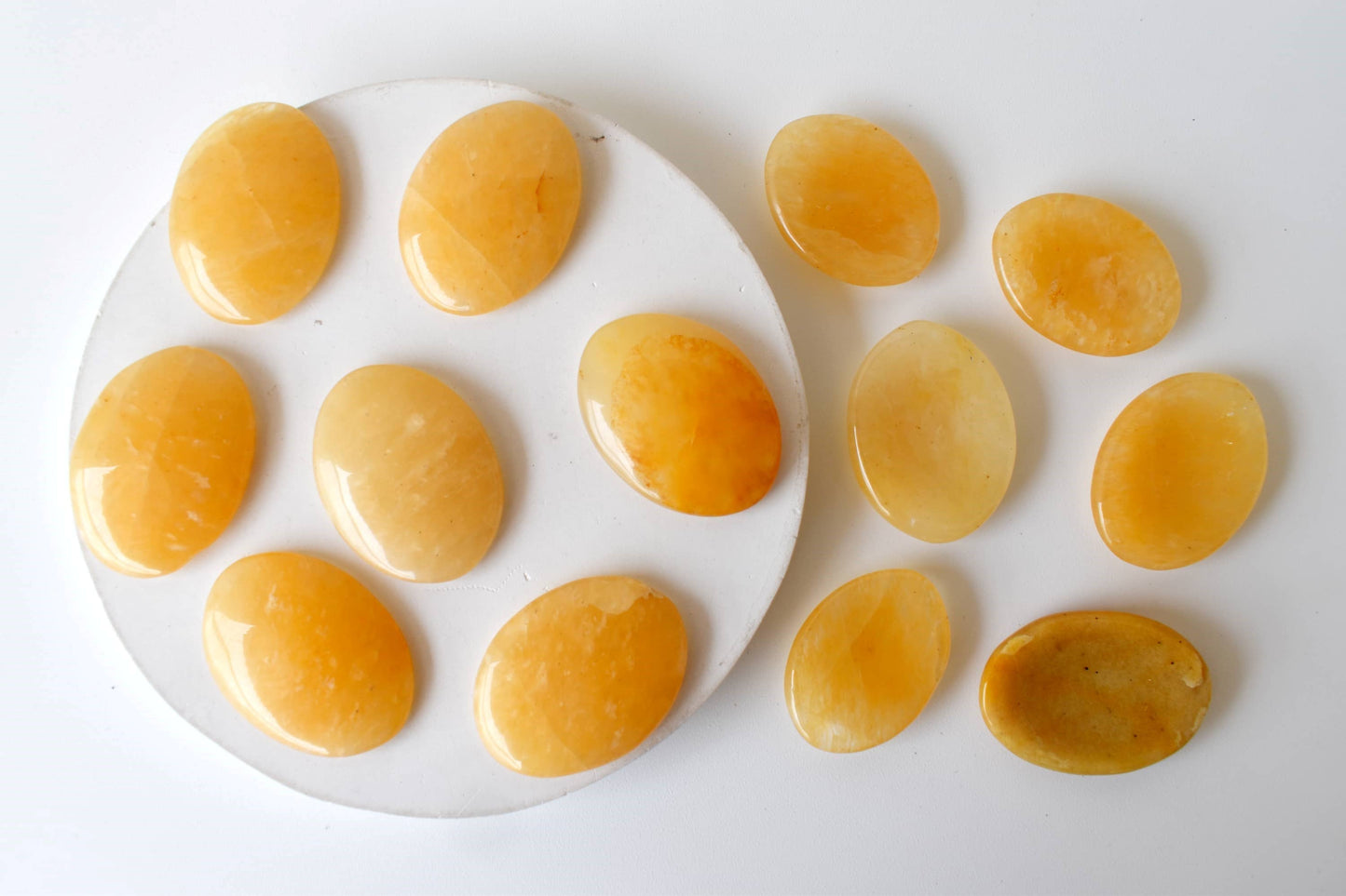 Palm Stone | Yellow Aventurine | Thumb Crystal | Pocket Gems: Thumb Indent (Worry Stone)