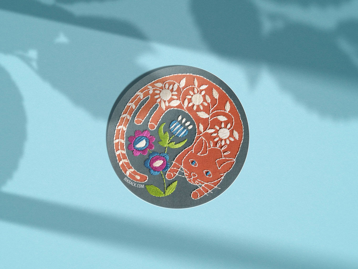 Garden Cat 3" vinyl circle sticker