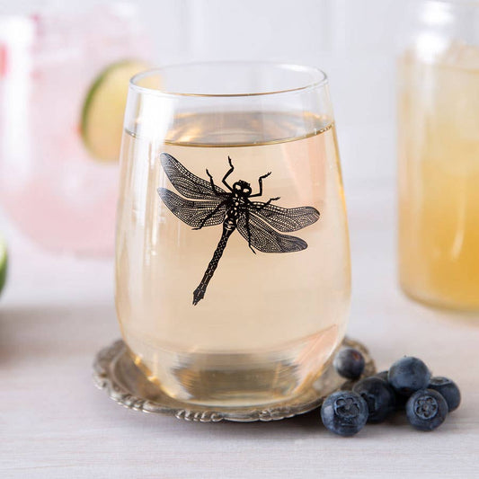 Dragonfly Wine Glass | Stemless | 17 oz Capacity