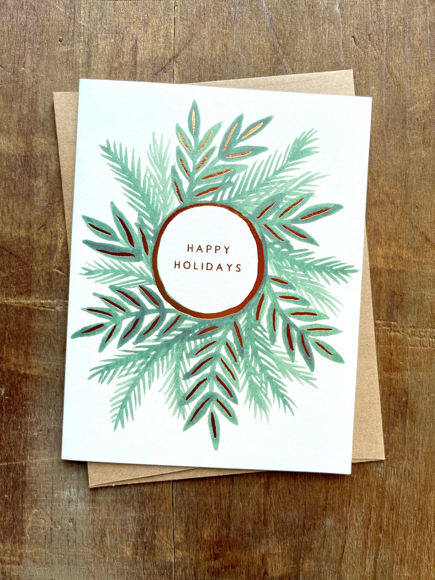 "Happy Holidays" Foil Stamped Cards: Box of Six