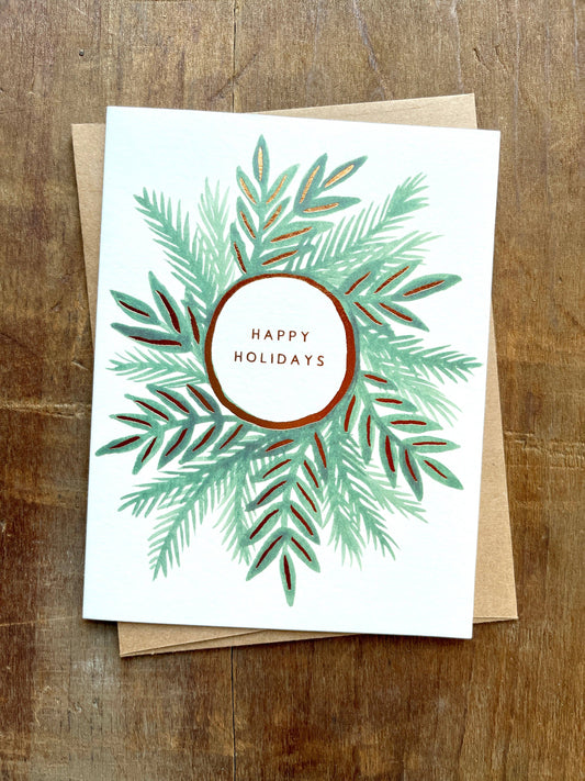 "Happy Holidays" Foil Stamped Cards: Box of Six